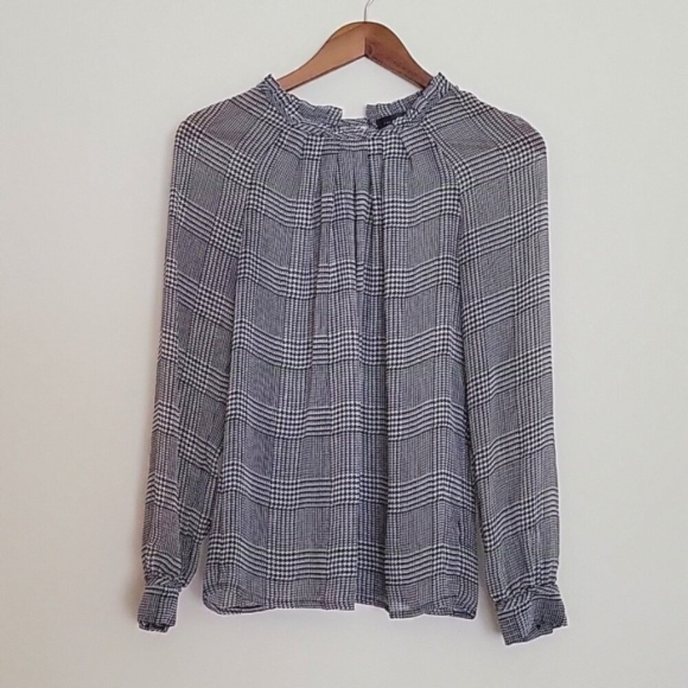 The Limited Sheer Houndstooth Long Sleeve Top size S